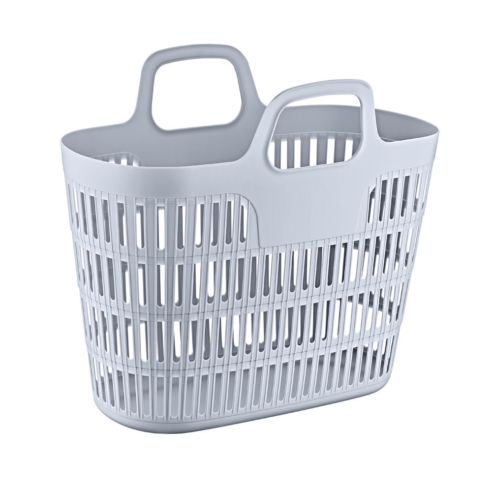 Hamper Plástico Bolso Calado 25Lt Gris