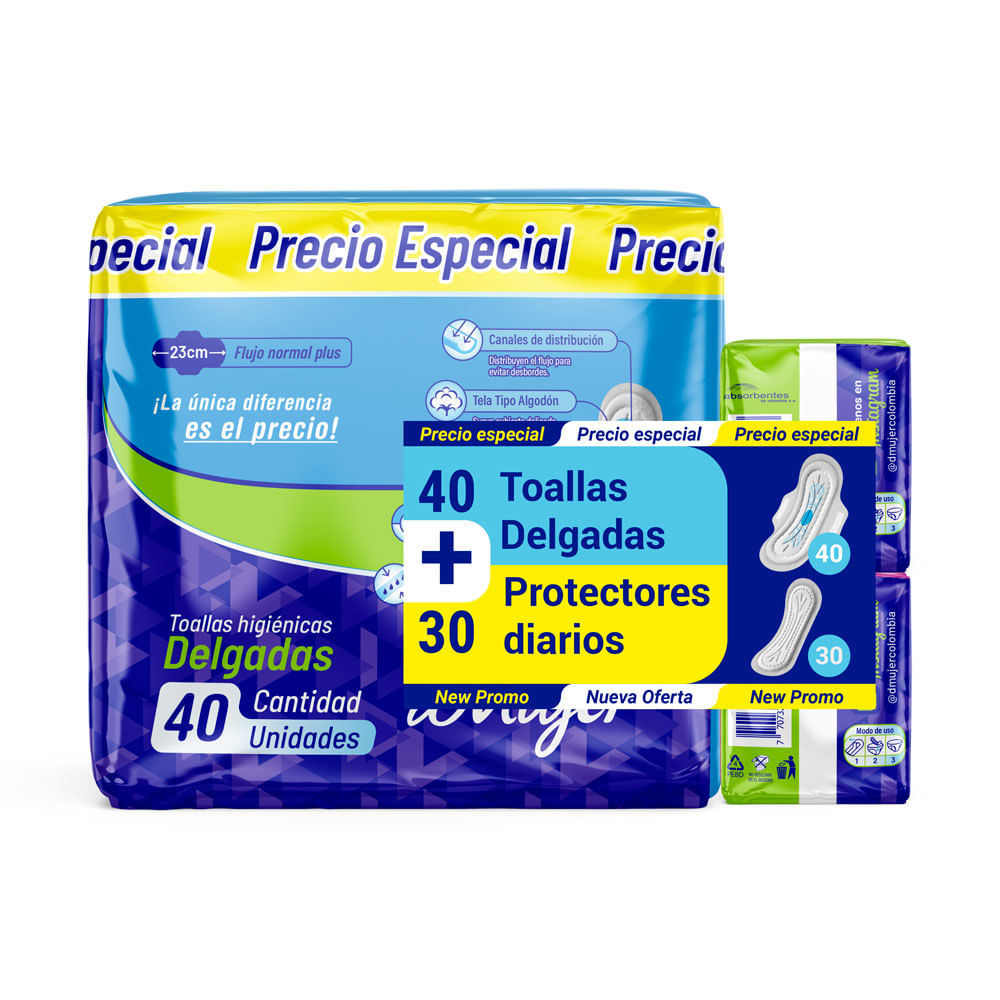 Toalla Higienica D'Mujer 40Und  Protectores Darios 30Und