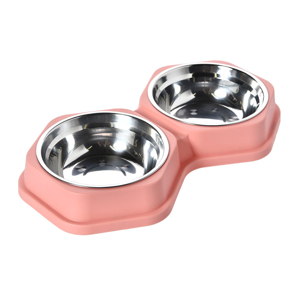 Plato Acero Doble 820ml Rosa