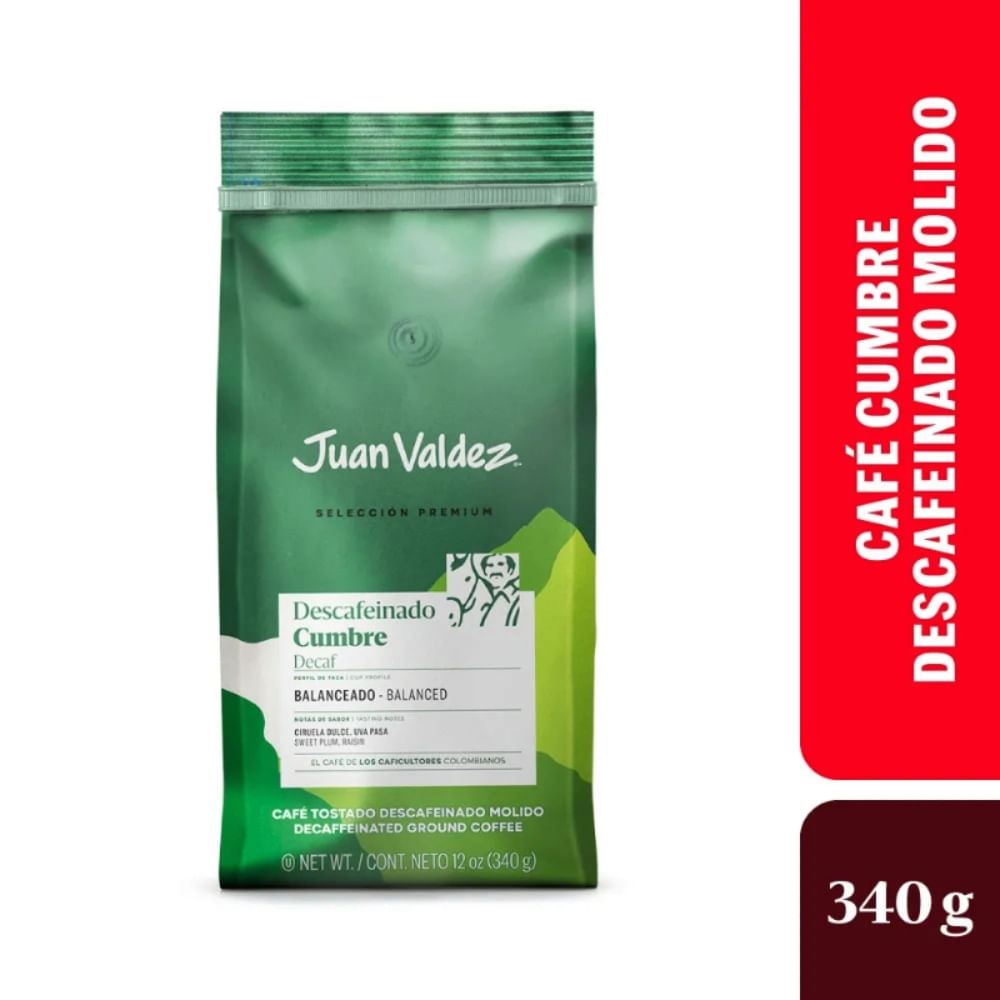 Café Juan Valdez Cumbre Descafeinado Molido 340gr