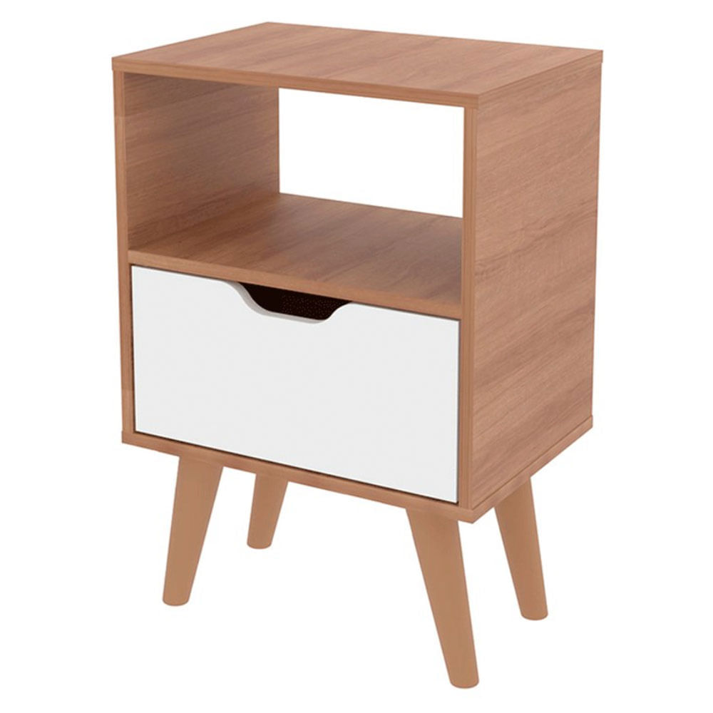 Mesa de noche 1 puerta 54x36x25.8cm Essen almendra/blanco Muebles 2020