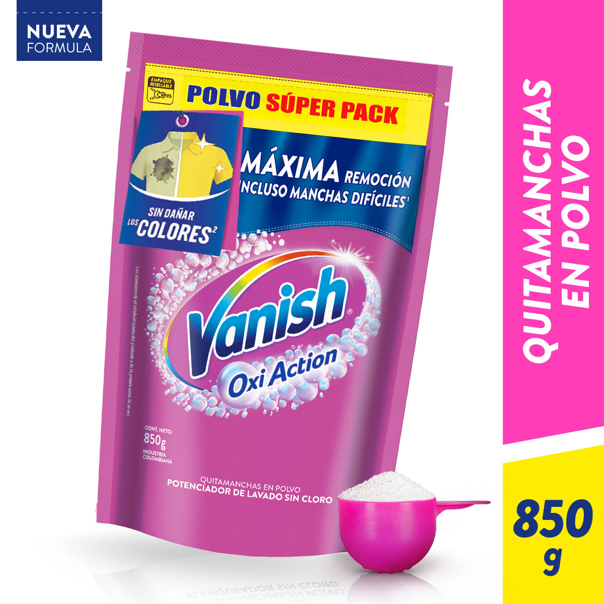 Quitamanchas Vanish Polvo Rosa 850grs