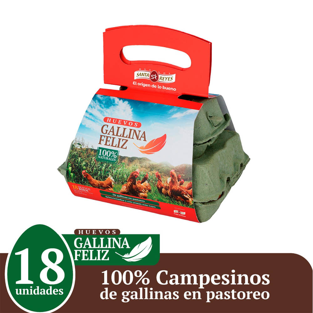 Huevos A - AA rojos Gallina Feliz x18und