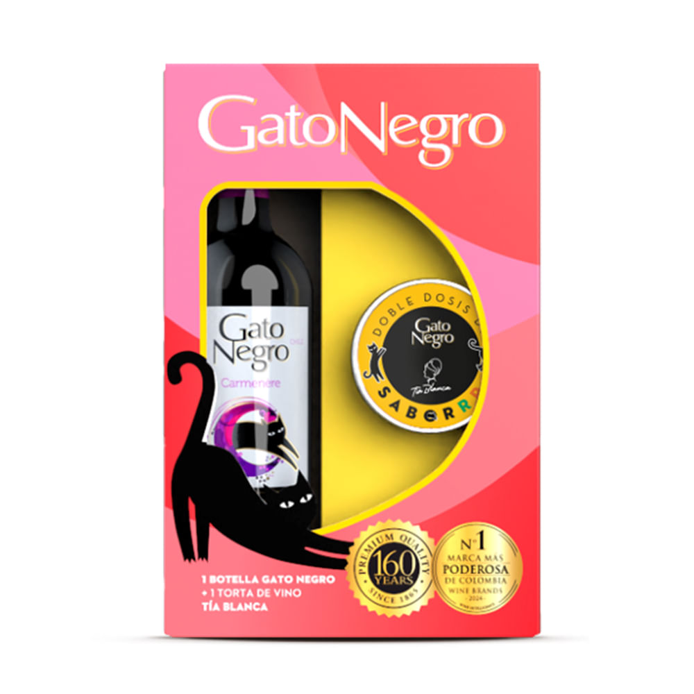 Vino Tinto Gato Negro Carmenere 750ml + Lata Torta