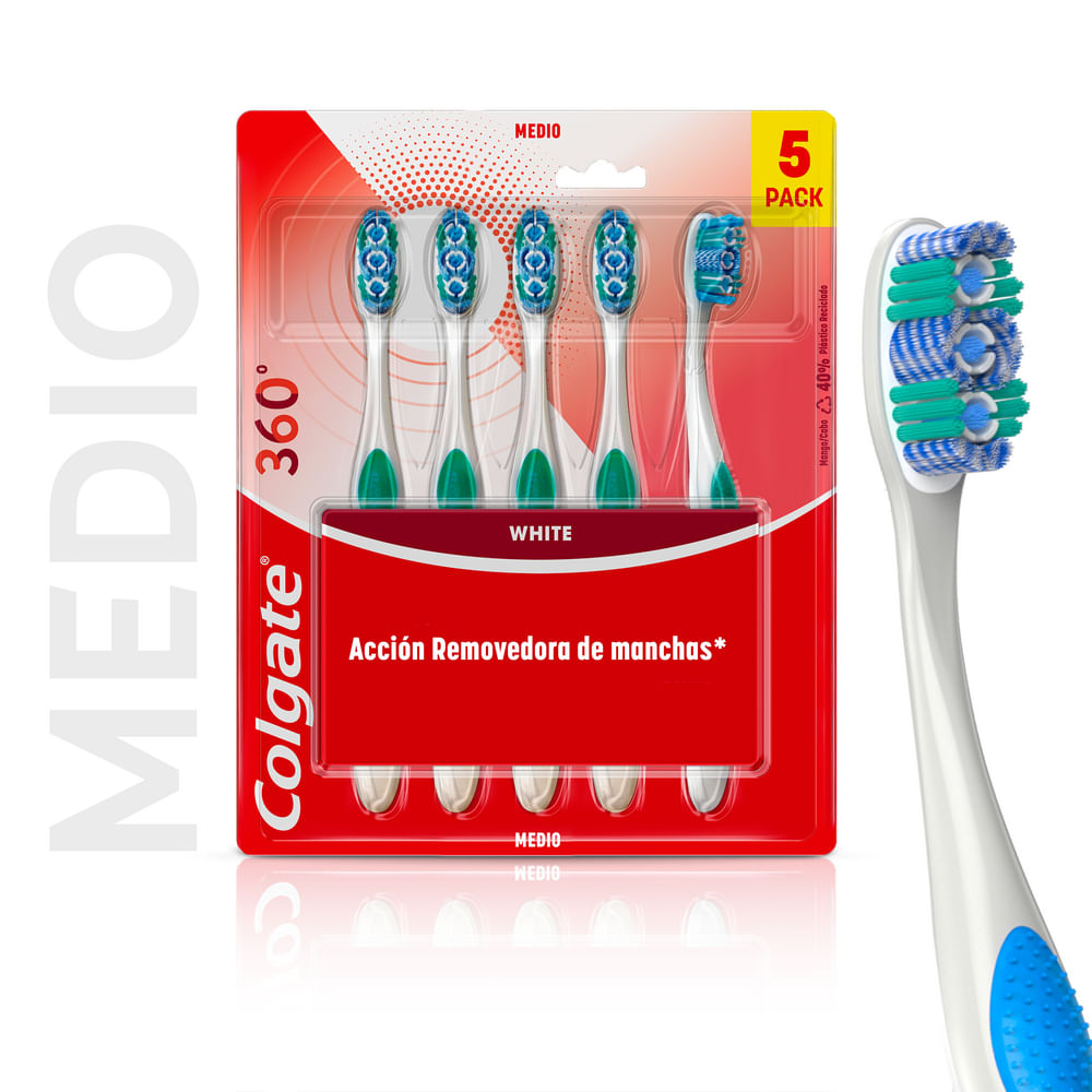 Cepillo de Dientes Medio Colgate 360° Luminous White x5 Und