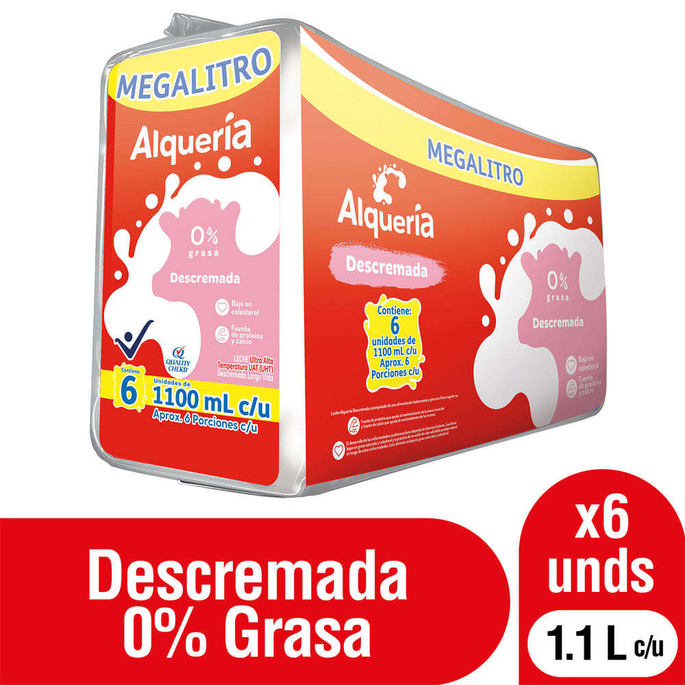 Leche Descremada 0% grasa Alqueria 1.1L x6unds
