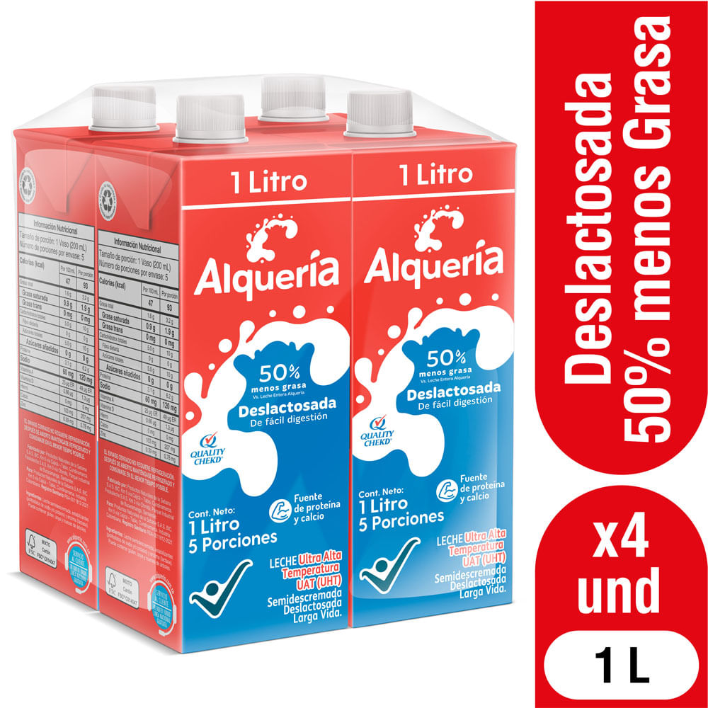 Leche Deslactosada Alqueria Tetrapack 1L x4unds