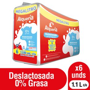 Leche Deslactosada Alquería Descremada 0% Grasa x6 Und x1.1lt