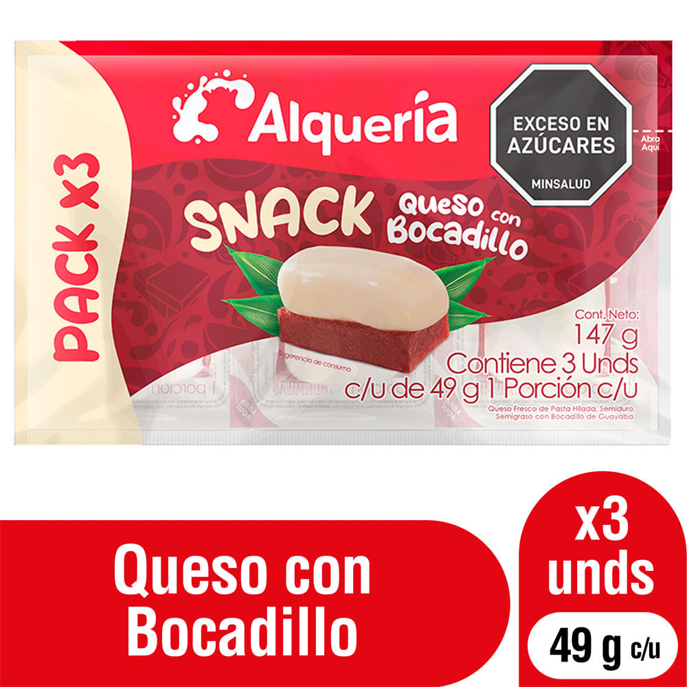 Queso con bocadillo Alqueria Snack Pack x 3 unds