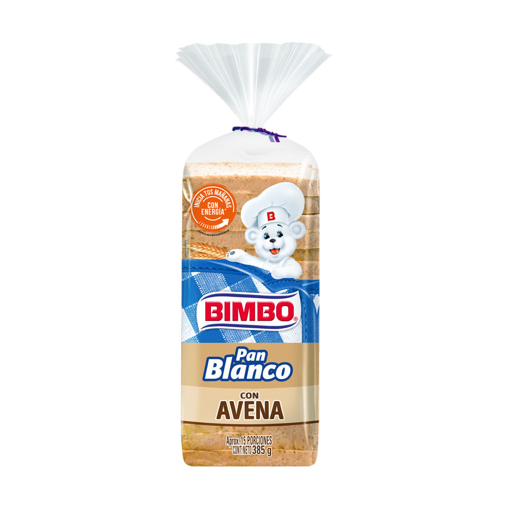 Pan Bimbo Blanco Con Avena Tajado 385g