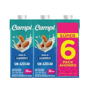 Bebida Campi Almendras Sin Azúcar 6Und 900ml