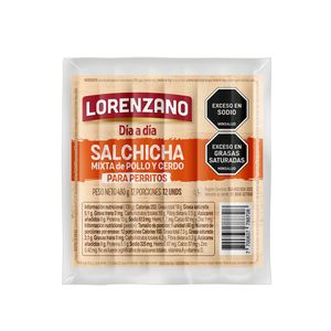 Salchicha Perro Lorenzano Cerdo Pollo 12Und 480g