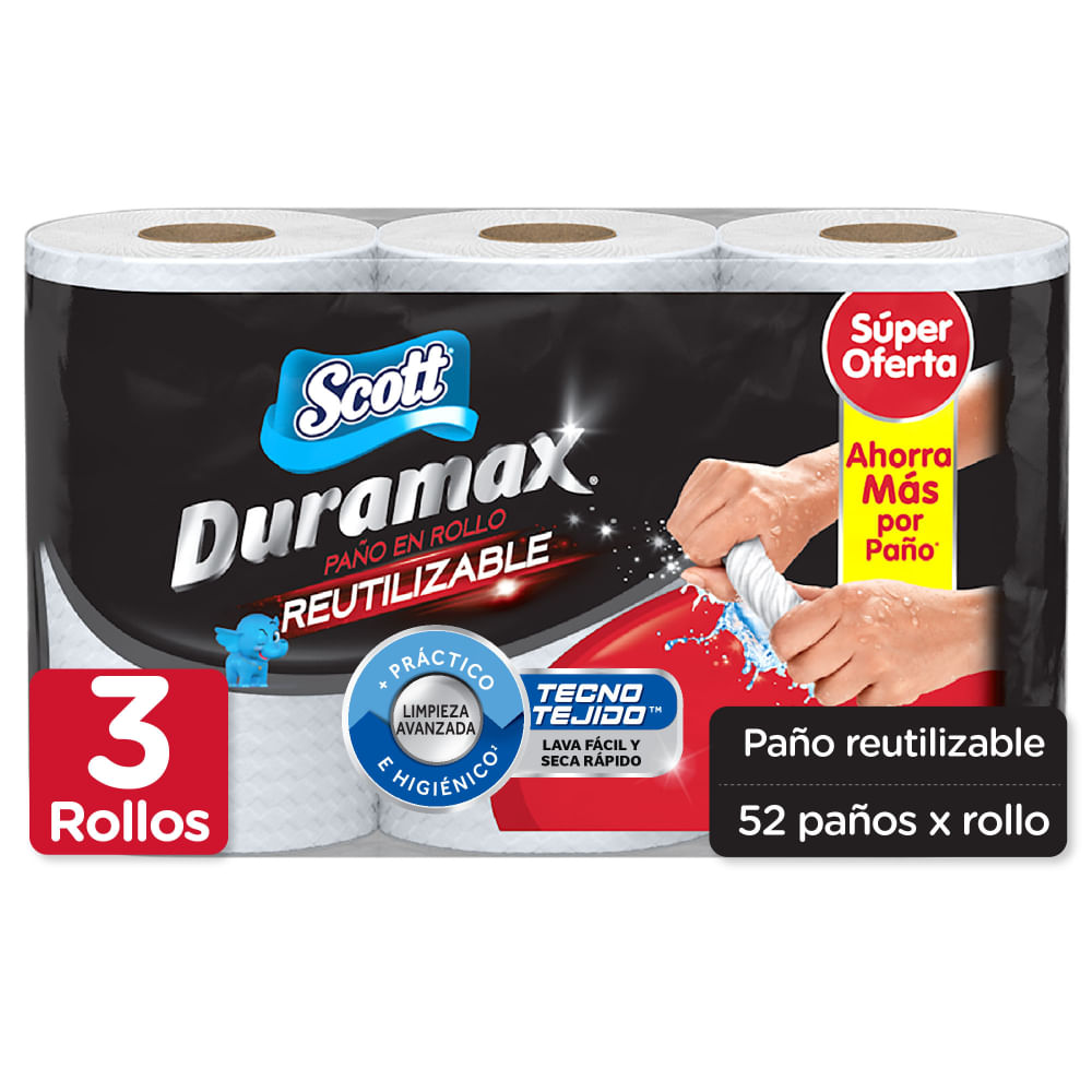 Toalla de Papel Reutilizable Scott Duramax 3 Rollos 52H