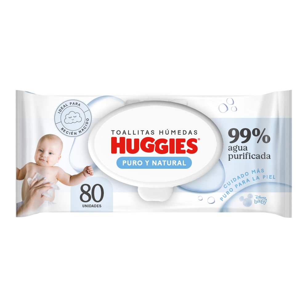 Toallitas Húmedas Huggies Puro y Natural Desechables 80U