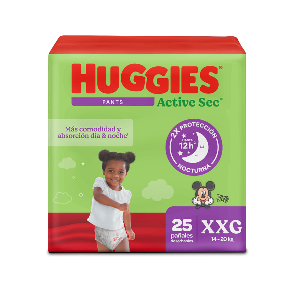 Pañales Huggies Active Sec Pants Etapa 5/XXG Más Comodida y Absorción 25U