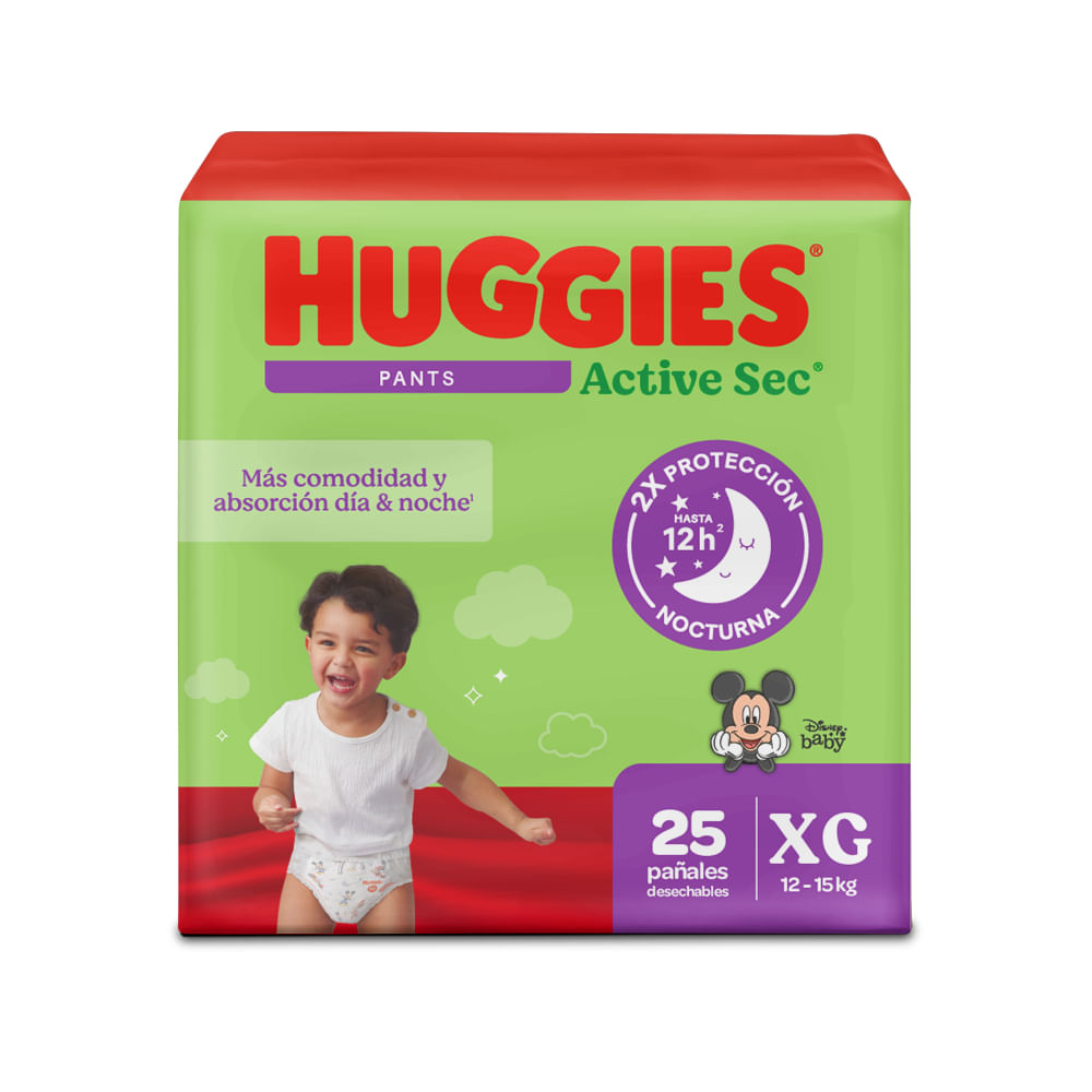 Pañales Huggies Active Sec Pants Etapa 4/XG Más Comodida y Absorción 25U