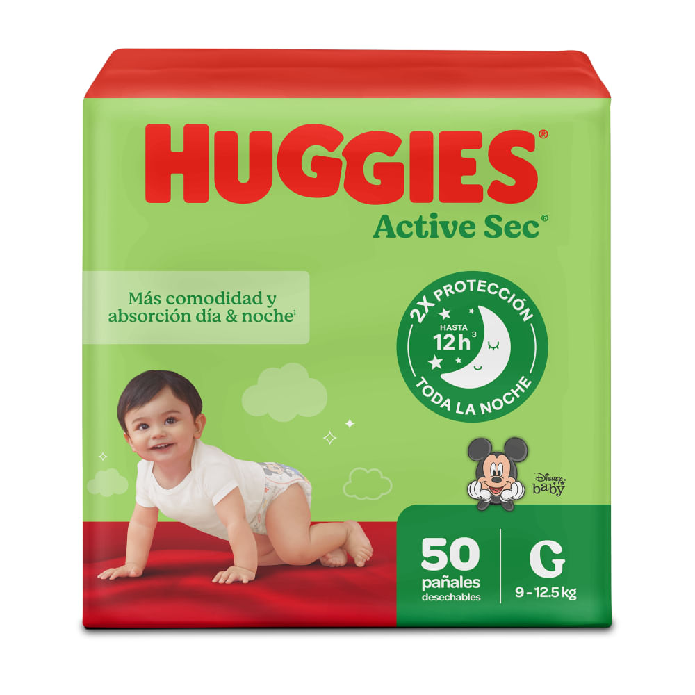 Pañales Huggies Active Sec Etapa 3/G  Más Comodida y Absorción 50U