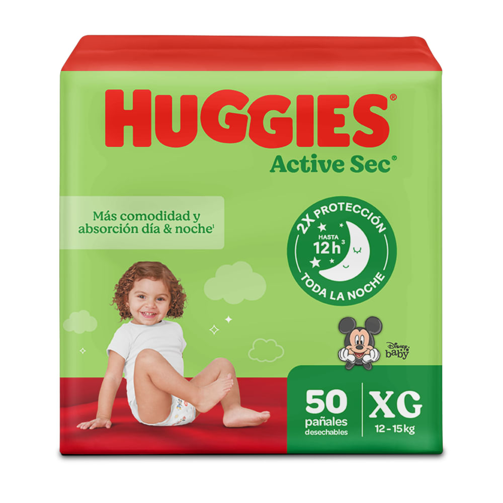 Pañales Huggies Active Sec Etapa 4/XG  Más Comodida y Absorción 50U