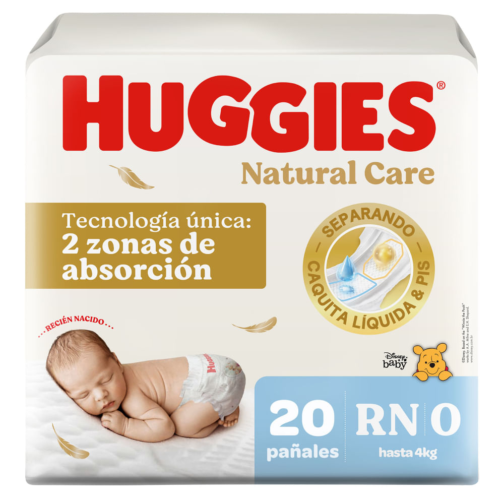 Pañales Huggies Natural Care Etapa 1/RN Suavidad Insuperable 20U