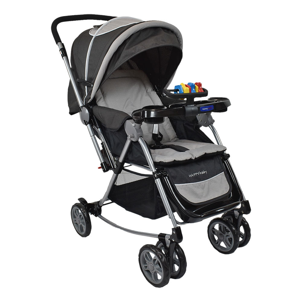 Coche Mecedora Reversible Bebé Logan Gris Happy Baby