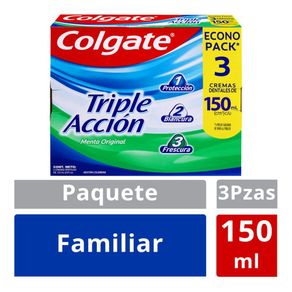 Crema Dental Colgate Triple Accion 150ml x3 Unidades