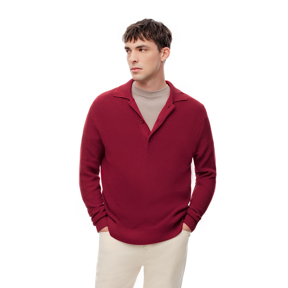 Buzo Manga Larga Rectilíneo con Perilla Botones Masculino Acamur Gef