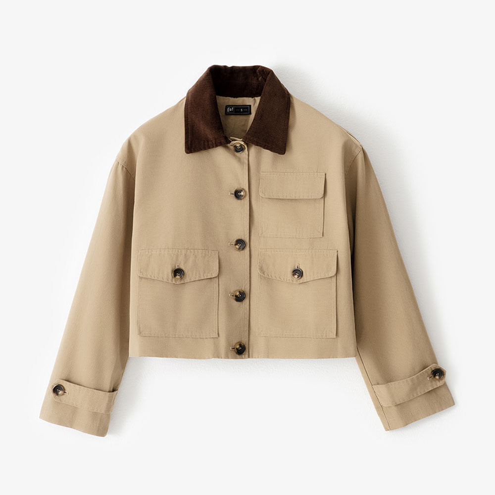 Chaqueta con Cuello en Contraste Manga Larga Femenino Lihir Gef