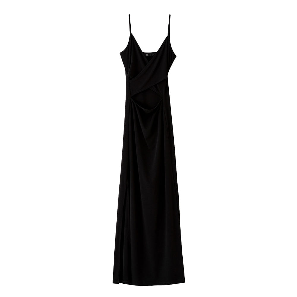 Vestido Largo Escote en V Femnino Lodux Gef