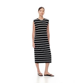 Vestido Midi Cuello Redondo y Manga Corta Femenino Lerag Gef
