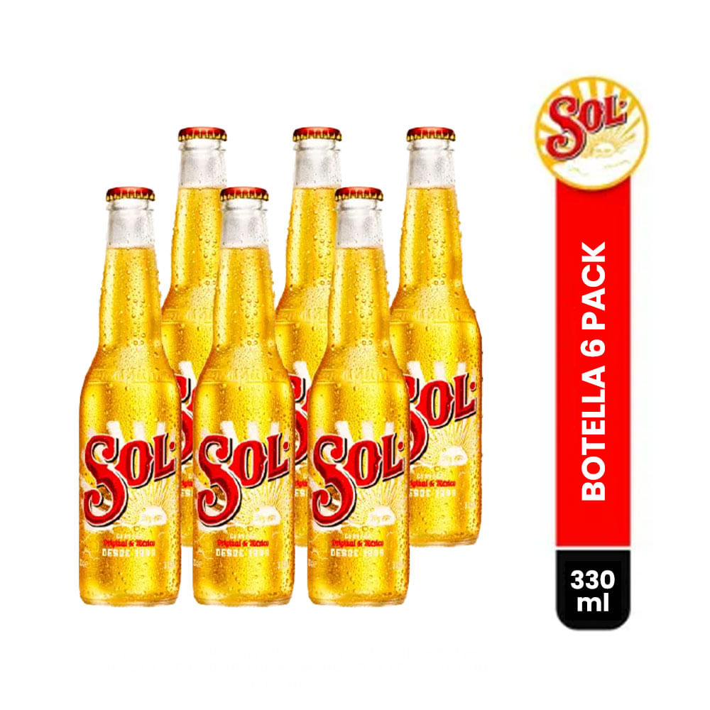 Cerveza Sol Botella 6und 330ml