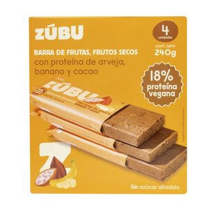 Barra Zubu Proteína Arveja Banana y cacao 4Und 60g