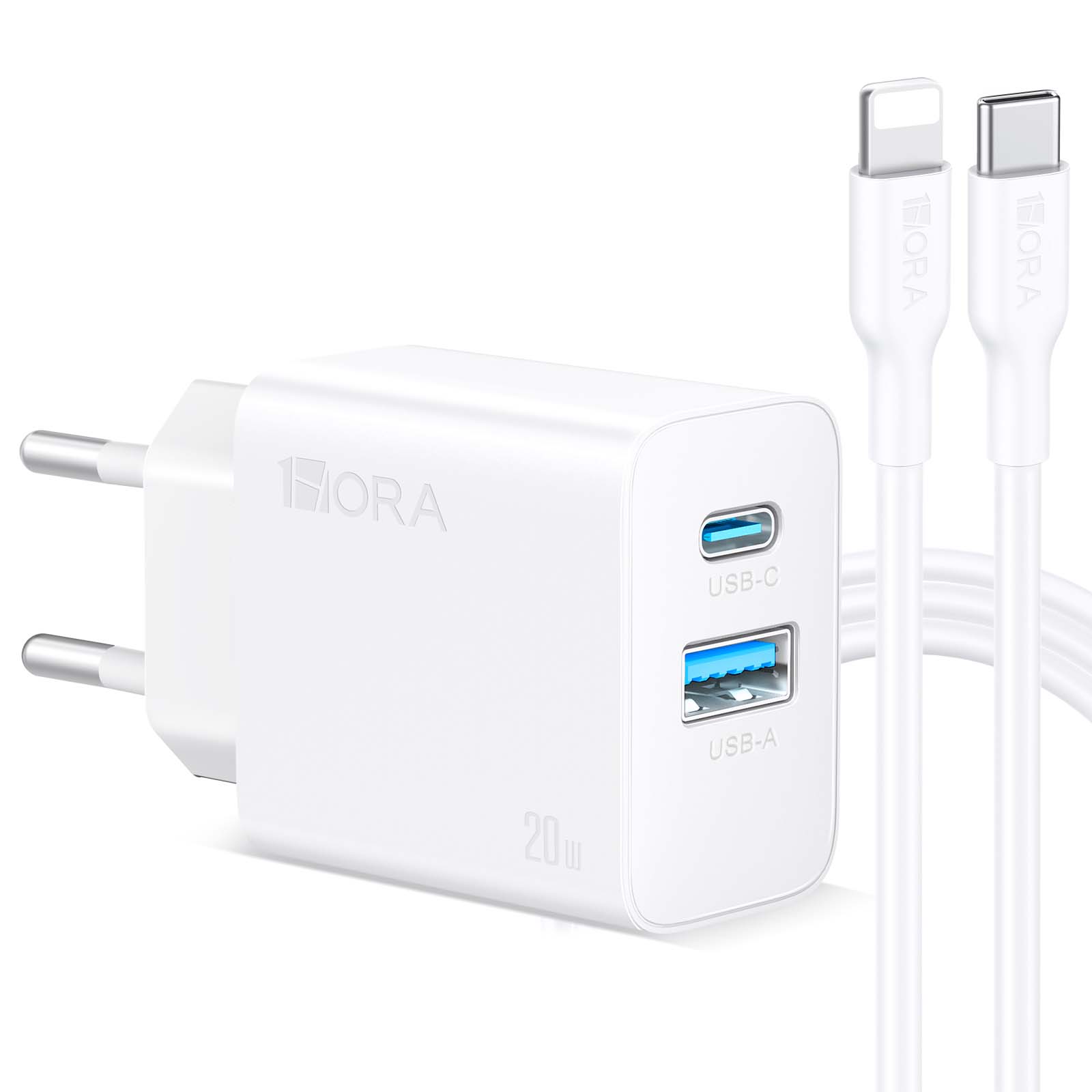 Cargador Rápido 20W 1Hora Doble Puerto (A+C) Gar163 Tipo C Blanco