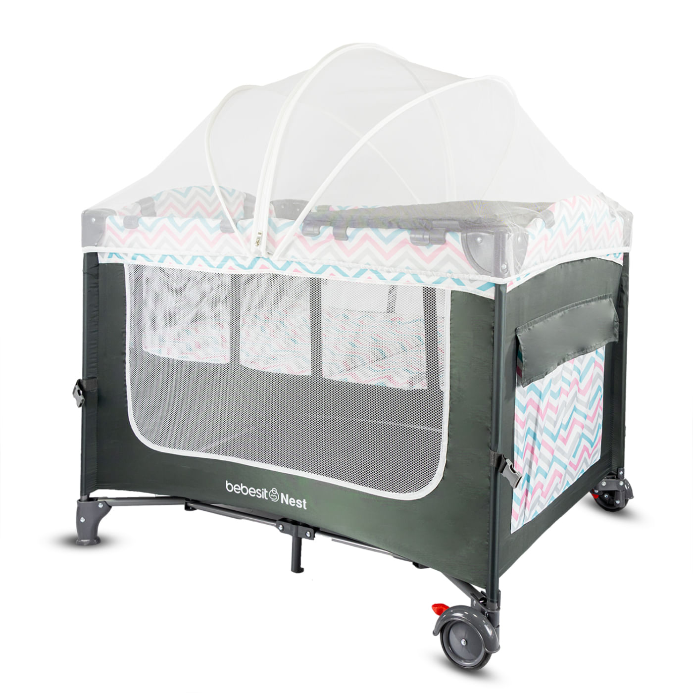 Cuna Corral Colecho para Bebé con Cambiador Nest Rosado