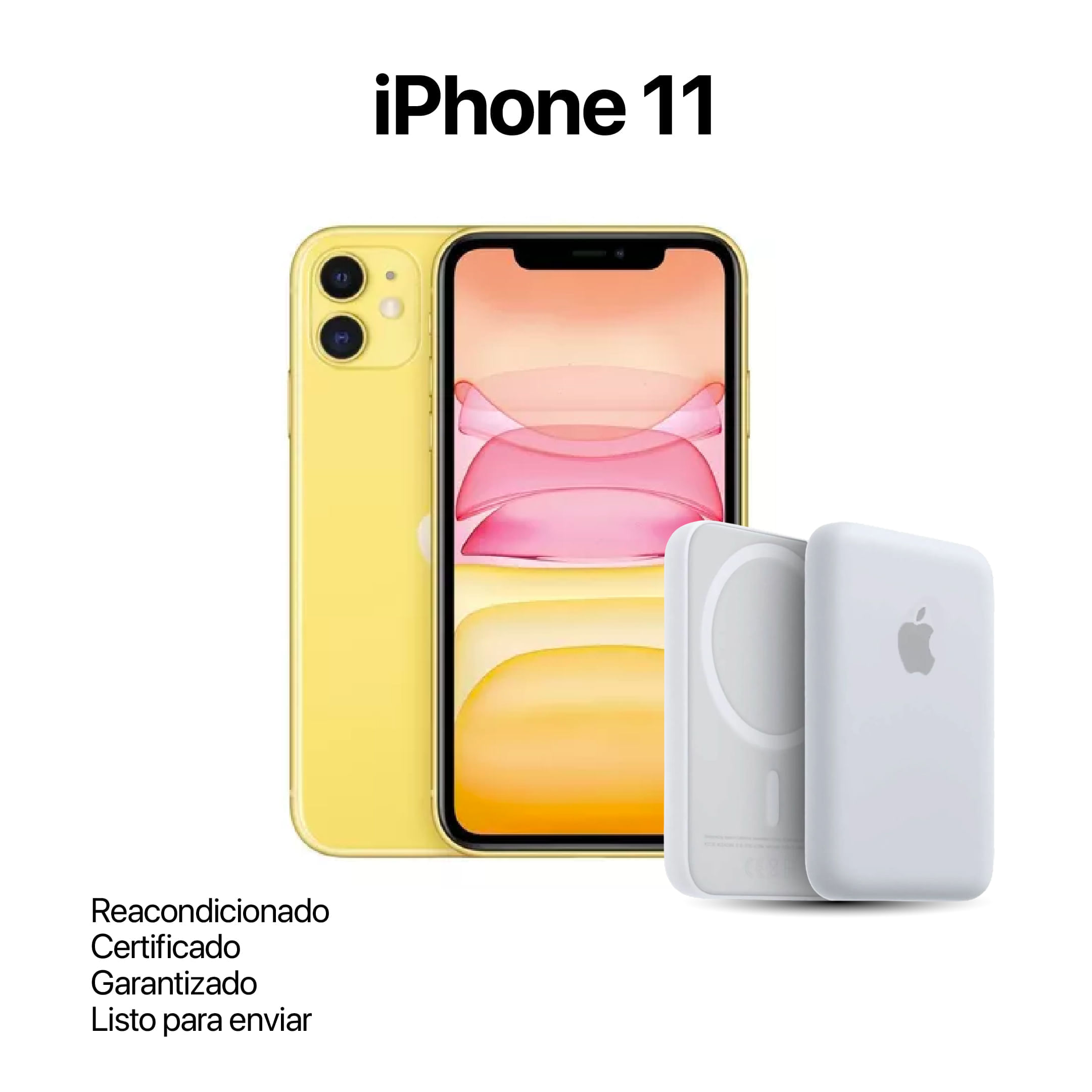Celular Reacondicionado iPhone 11 64Gb Amarillo + Power Bank Nuevo