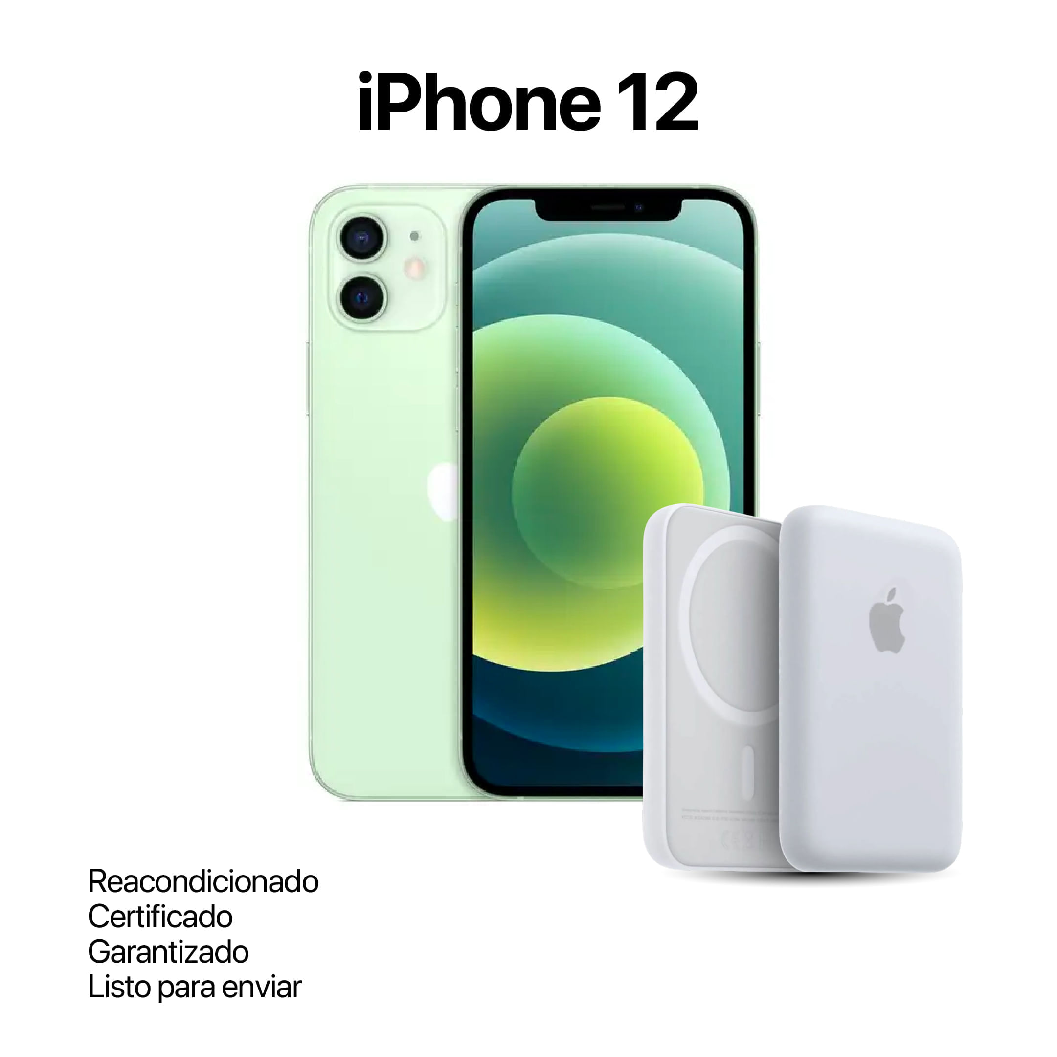 Celular Reacondicionado iPhone 12 64Gb Verde + Power Bank Nuevo