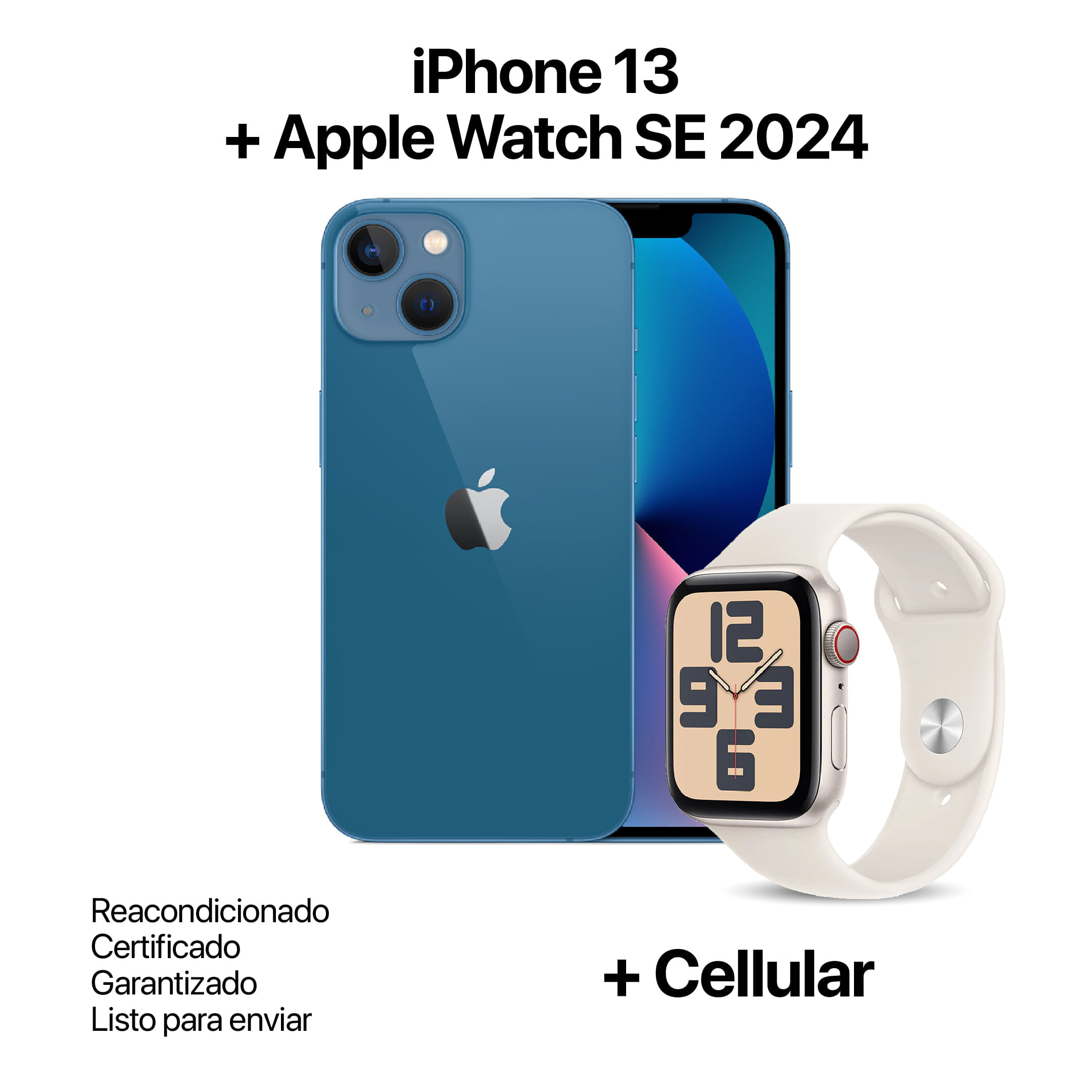 Celular Reacondicionado iPhone 13 Azul 128GB + Apple Watch SE 2024 Reacondicionado