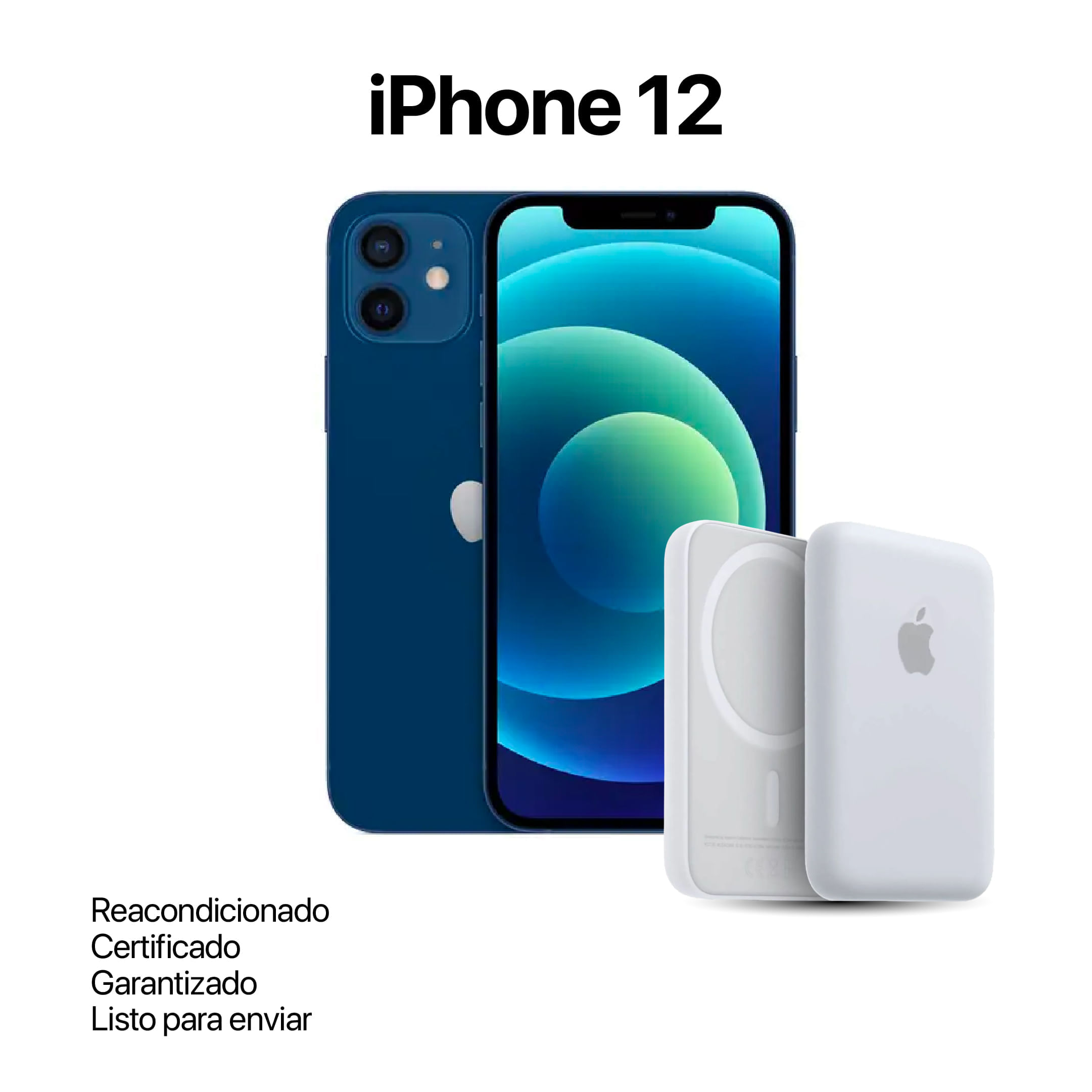 Celular Reacondicionado iPhone 12 128Gb Azul + Power Bank Nuevo