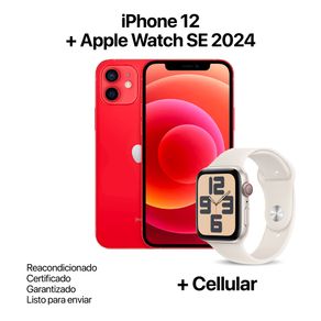 Celular Reacondicionado iPhone 12 256Gb Rojo + Apple Watch SE 2024 Reacondicionado