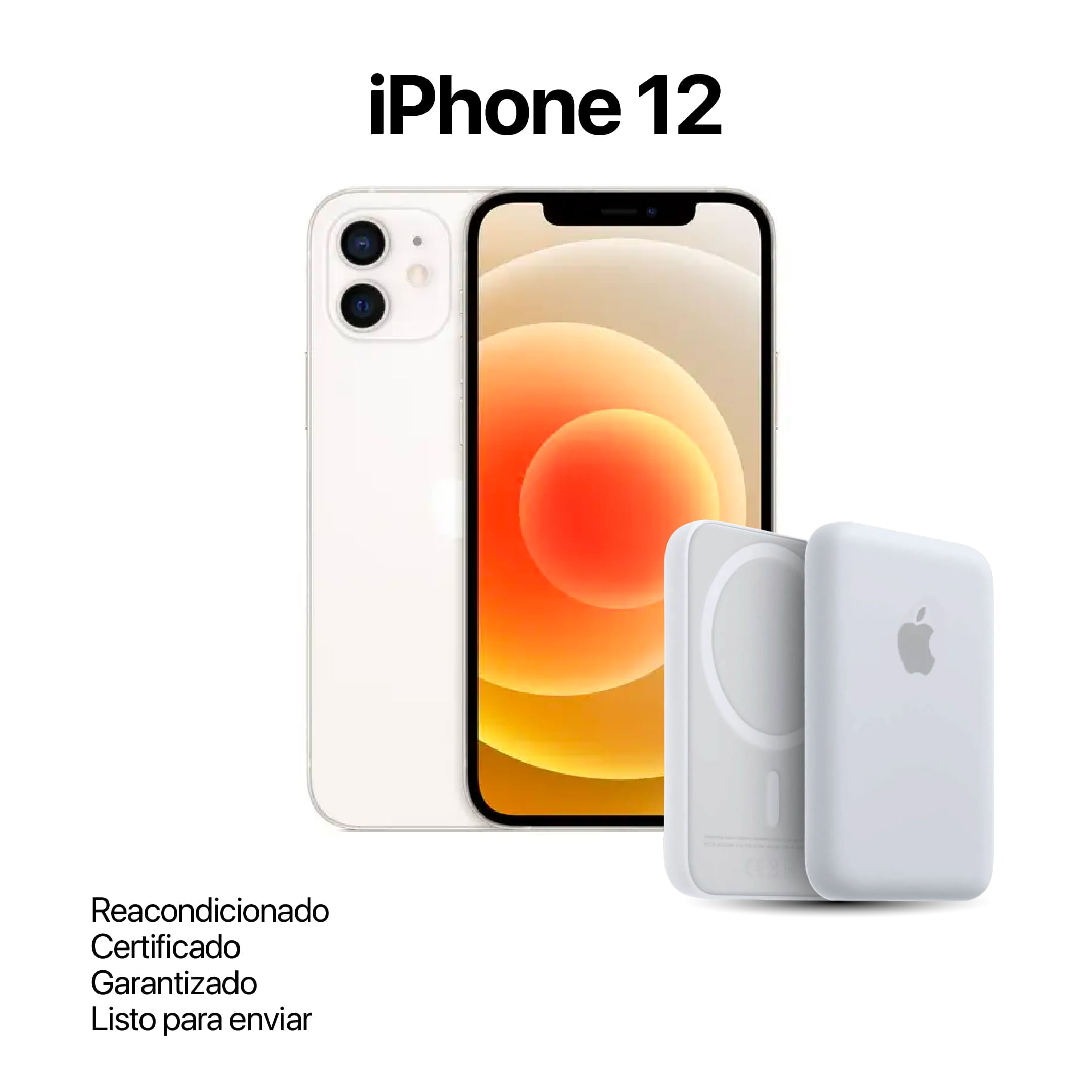 Celular Reacondicionado iPhone 12 128Gb Blanco + Power Bank Nuevo