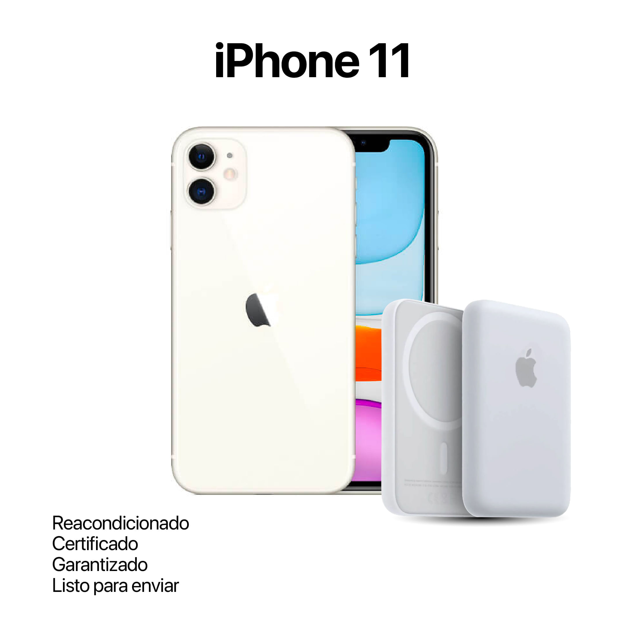 Celular Reacondicionado iPhone 11 256Gb Blanco + Power Bank Nuevo