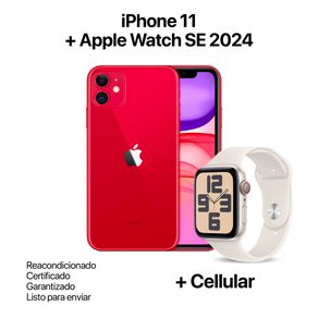 Celular Reacondicionado iPhone 11 64Gb Rojo + Apple Watch SE 2024 Reacondicionado