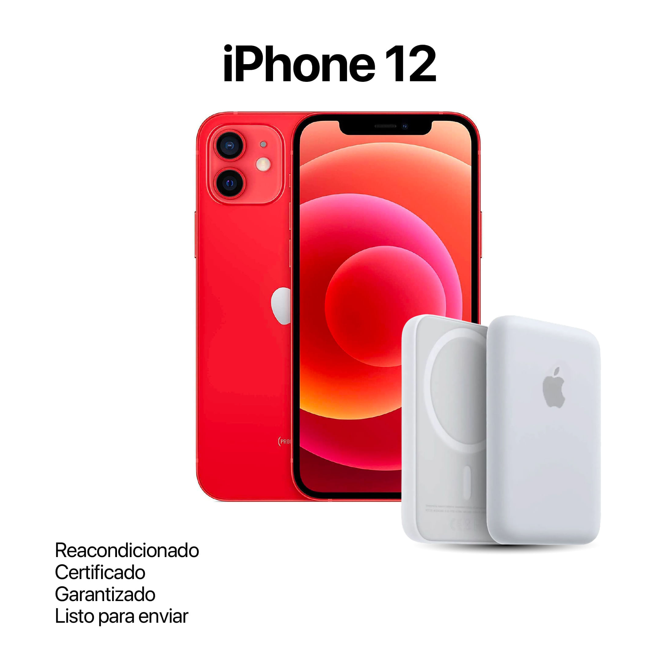 Celular Reacondicionado iPhone 12 64Gb Rojo + Power Bank Nuevo