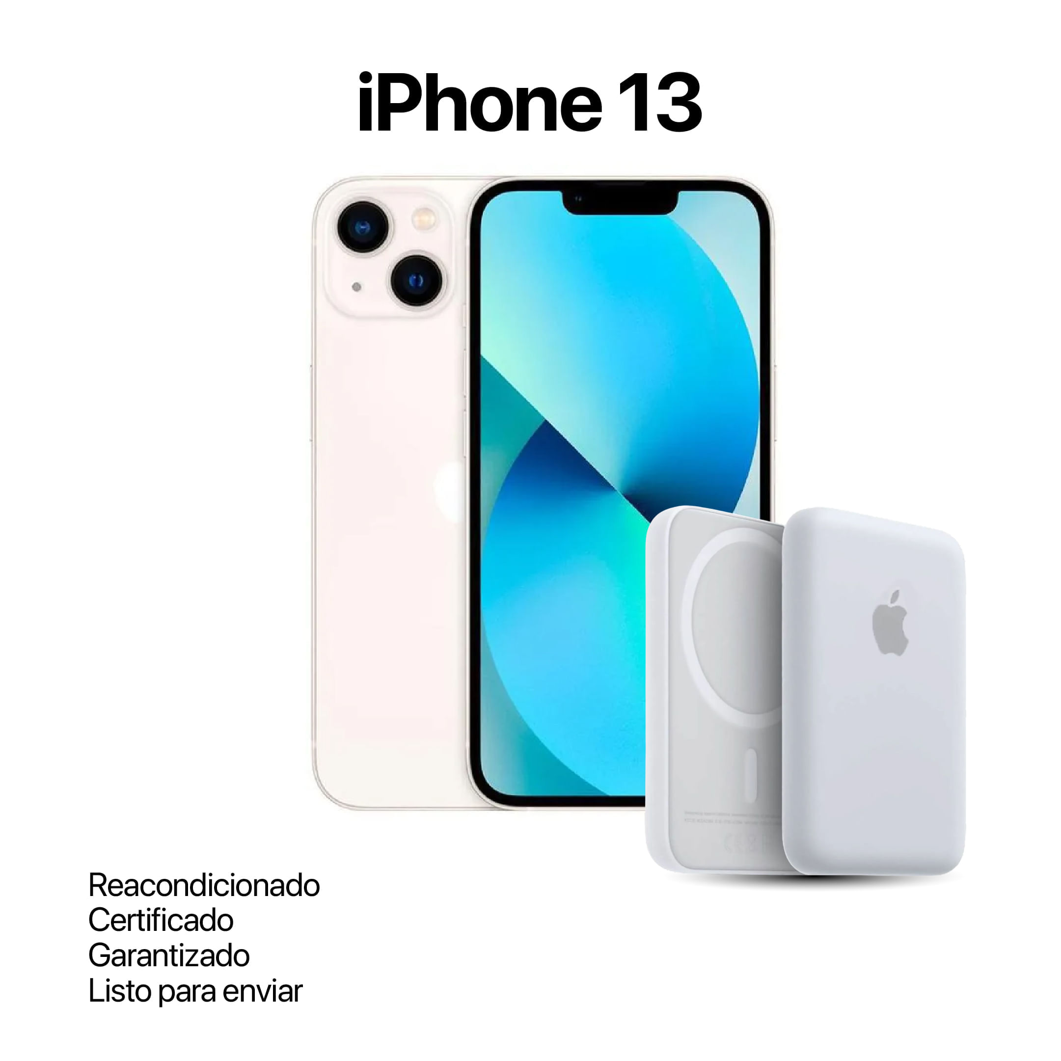 Celular Reacondicionado iPhone 13 Blanco 128GB + Power Bank Nuevo