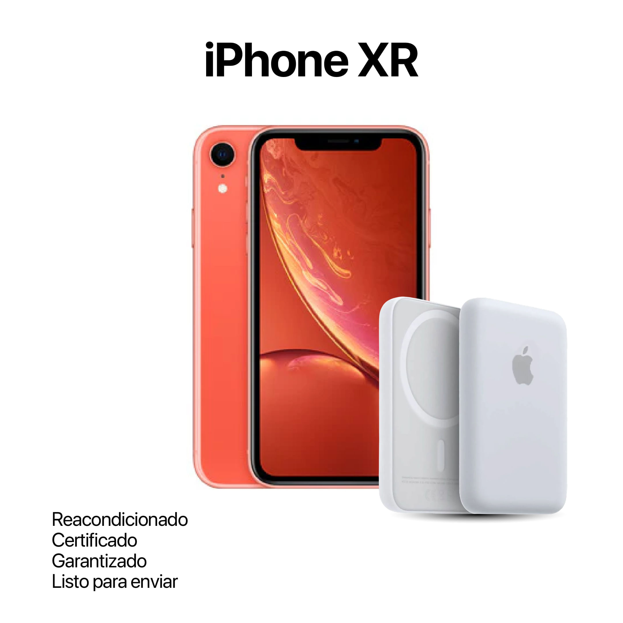 Celular Reacondicionado iPhone XR Coral 256Gb + Power Bank Nuevo