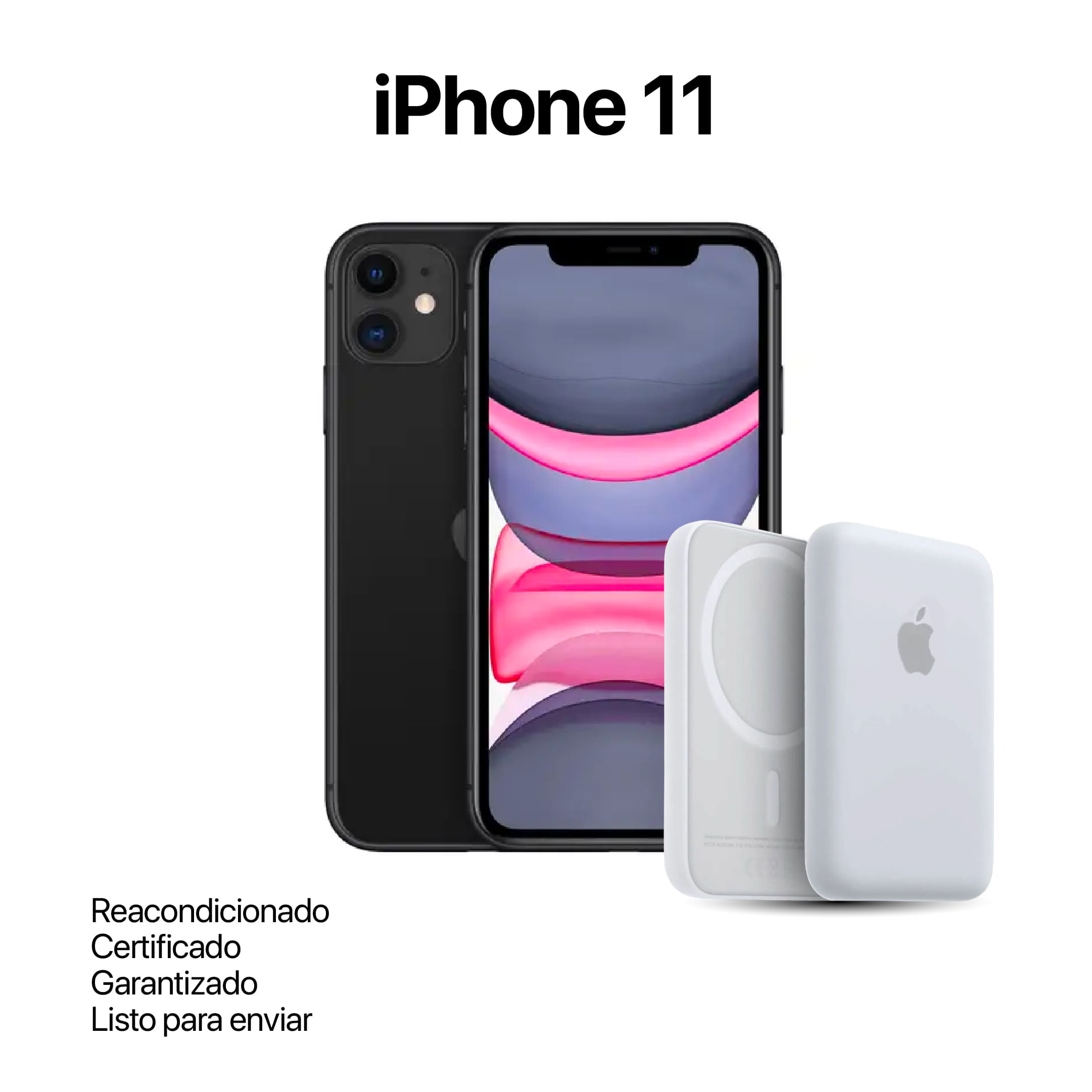 Celular Reacondicionado iPhone 11 128Gb Negro + Power Bank Nuevo