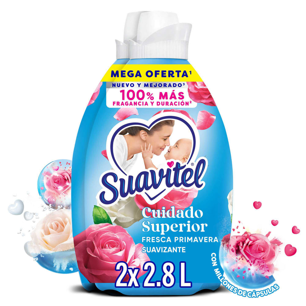 Suavizante Suavitel Cuidado Superior Fresca Primavera 2.8 L x2 un