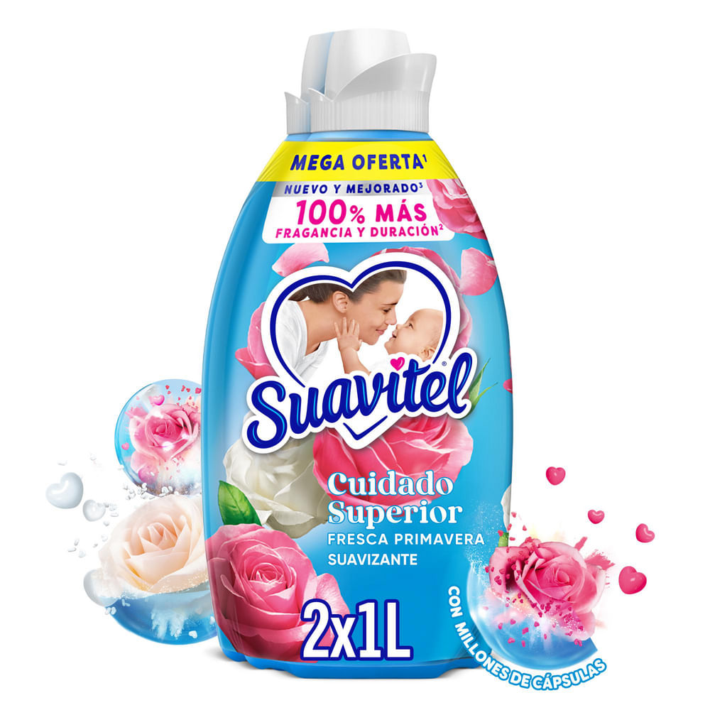 Suavizante Suavitel Cuidado Superior Fresca Primavera 1 L x2 un