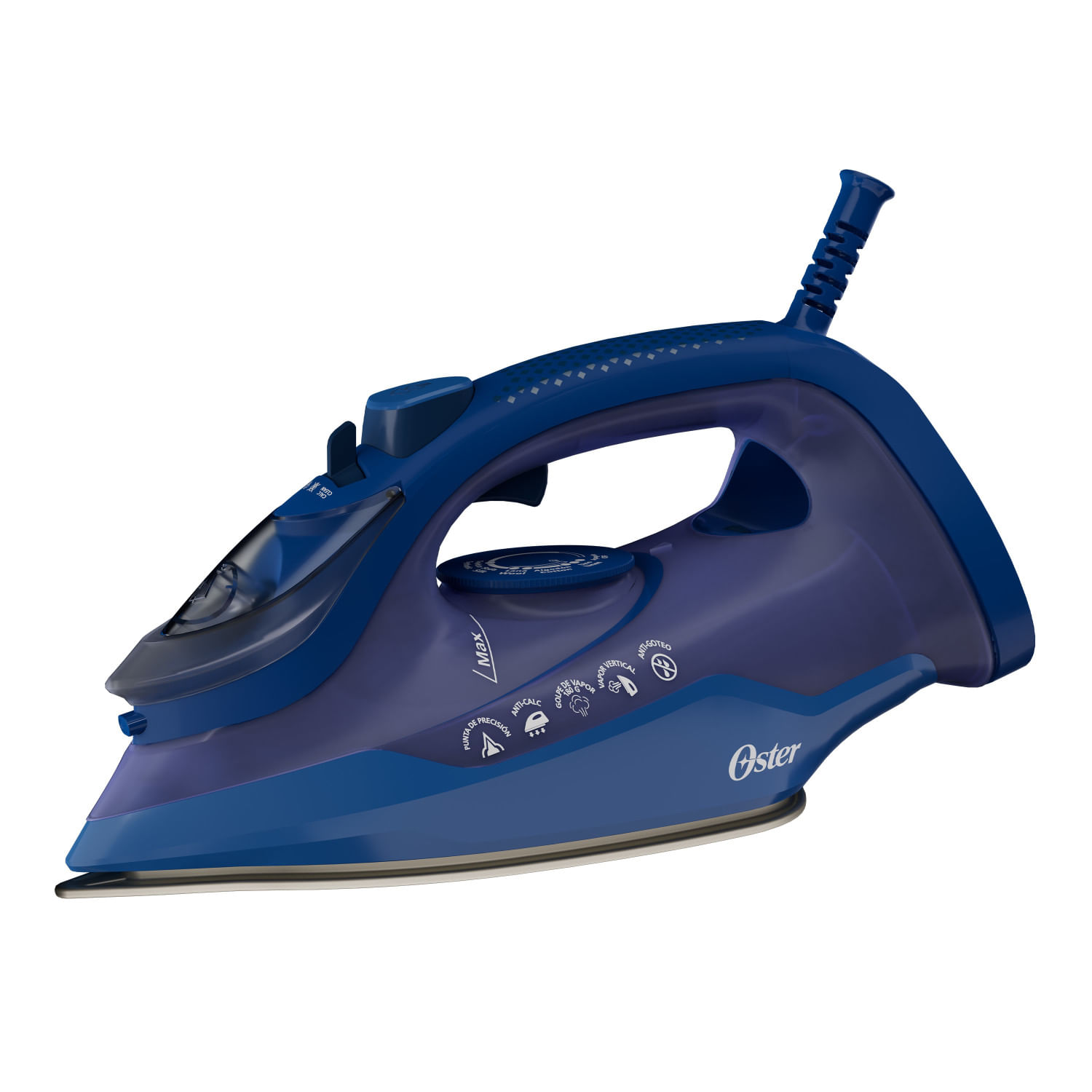 Plancha Oster Aeroceramic Azul,Punta de precisión, Gatillo y Golpe vapor
