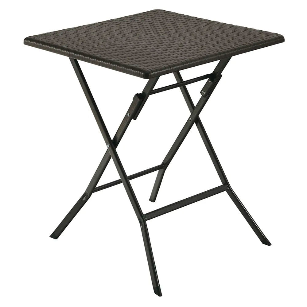 Mesa cuadrada ratán negro plástico 61.5cm Alpes