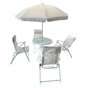 Juego comedor exterior 4 personas Tropea blanco Outzen